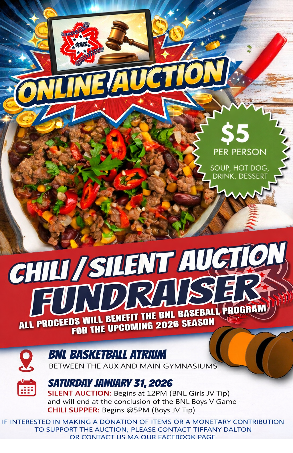 BNL BASEBALL CHILI SUPPER & SILENT AUCTION RECAP - THANK YOU!
